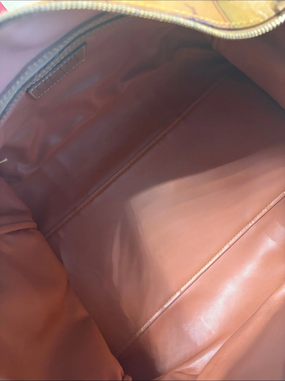 Alviero Martini Tan and Brown Geo-Print Leather Duffel